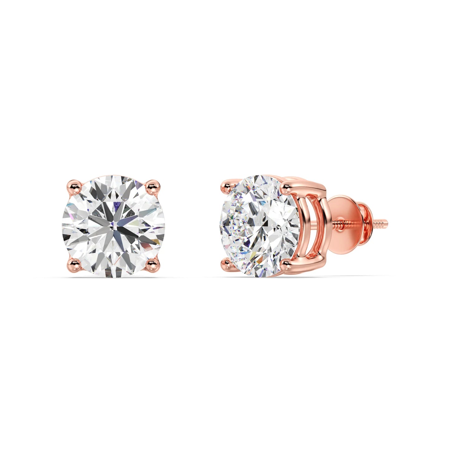 1 ct each round lab grown diamond studds