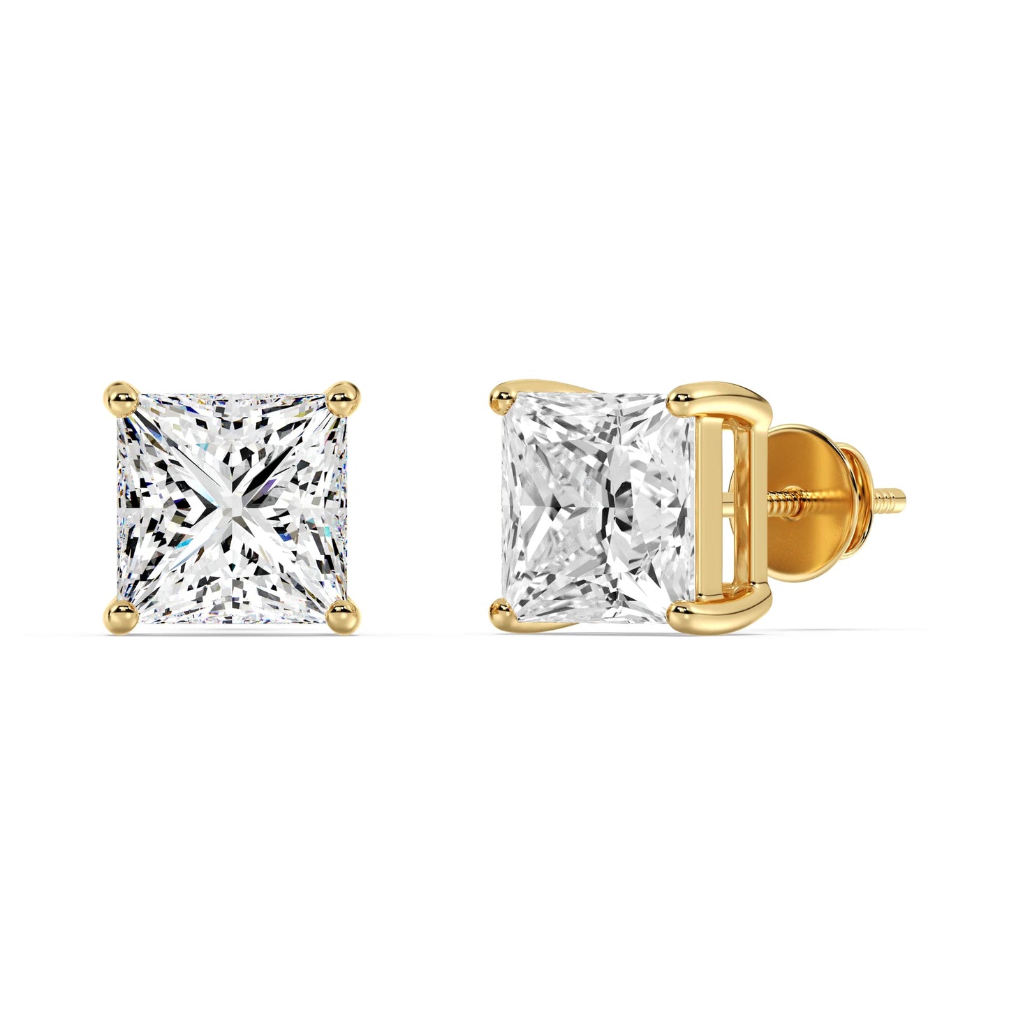 1 ct each princess cut lab grown diamond studds