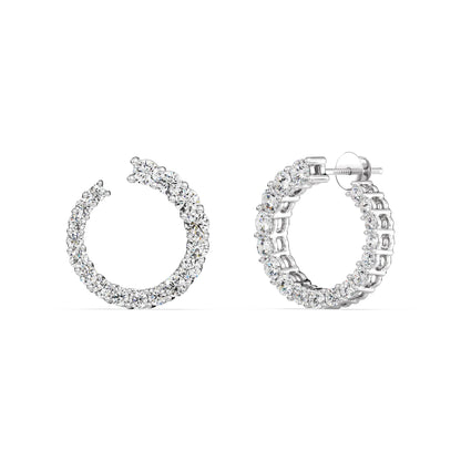 Graduated Lab-Grown Diamond Open Circle Hoop Earrings