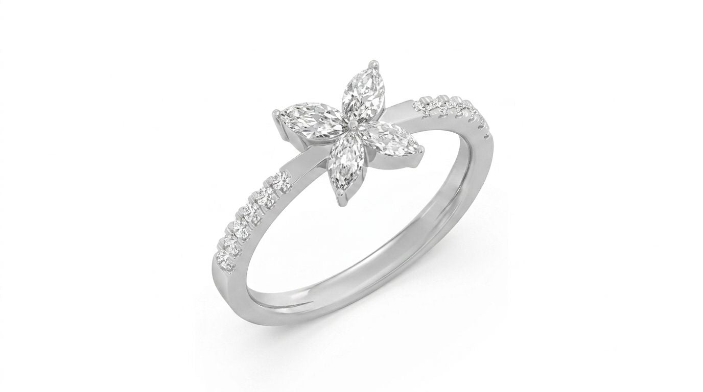 marquise bloom diamond butterfly ring