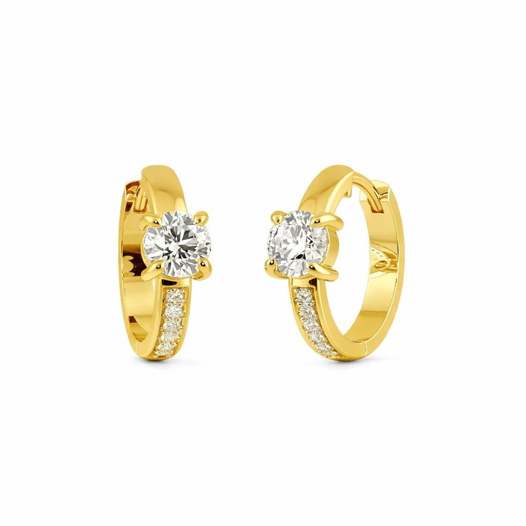 solitaire sparkle huggie hoop earrings