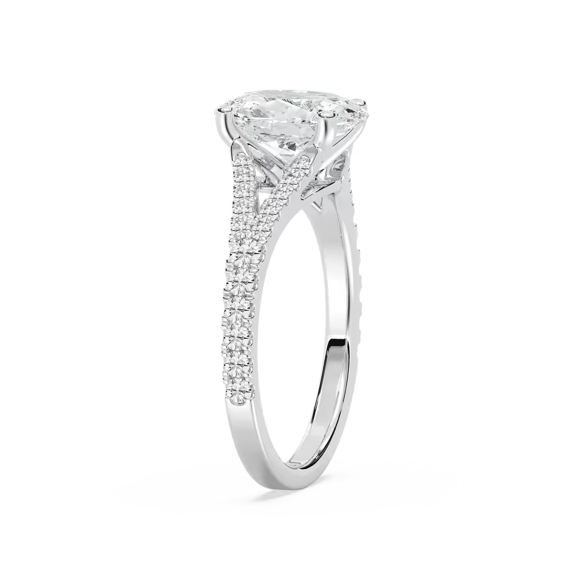 split shank oval engagement ring