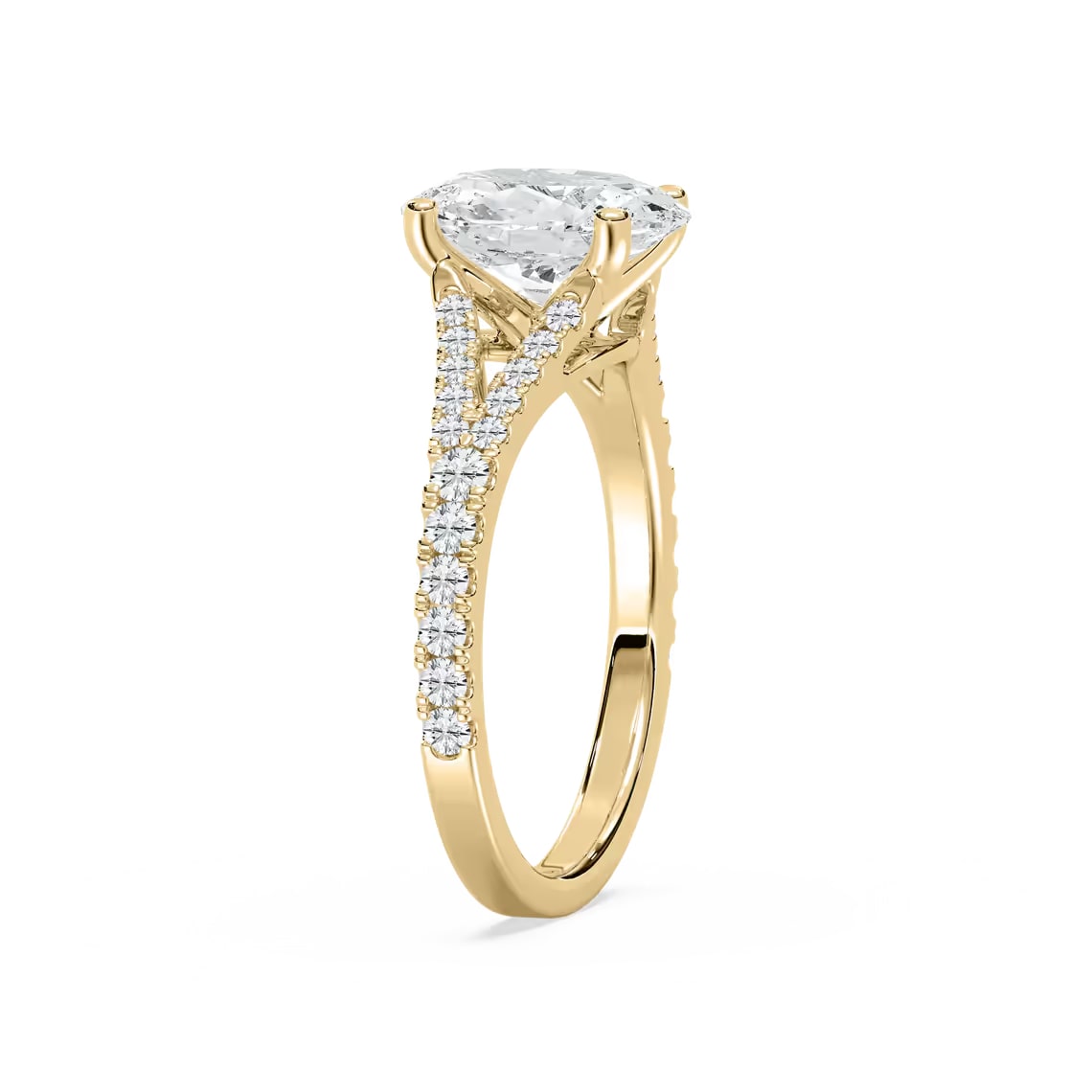 split shank oval engagement ring